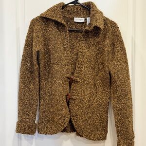 Villager A Liz Claiborne Company Women’s WoolPolyester Brown Sweater Warm Button